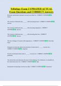 Tribology Exam 2 UPDATED ACTUAL   Exam Questions and CORRECT Answers 