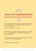 PILATES FINAL EXAM QUESTIONS 2025 WITH GUARANTEED ACCURATE ANSWERS