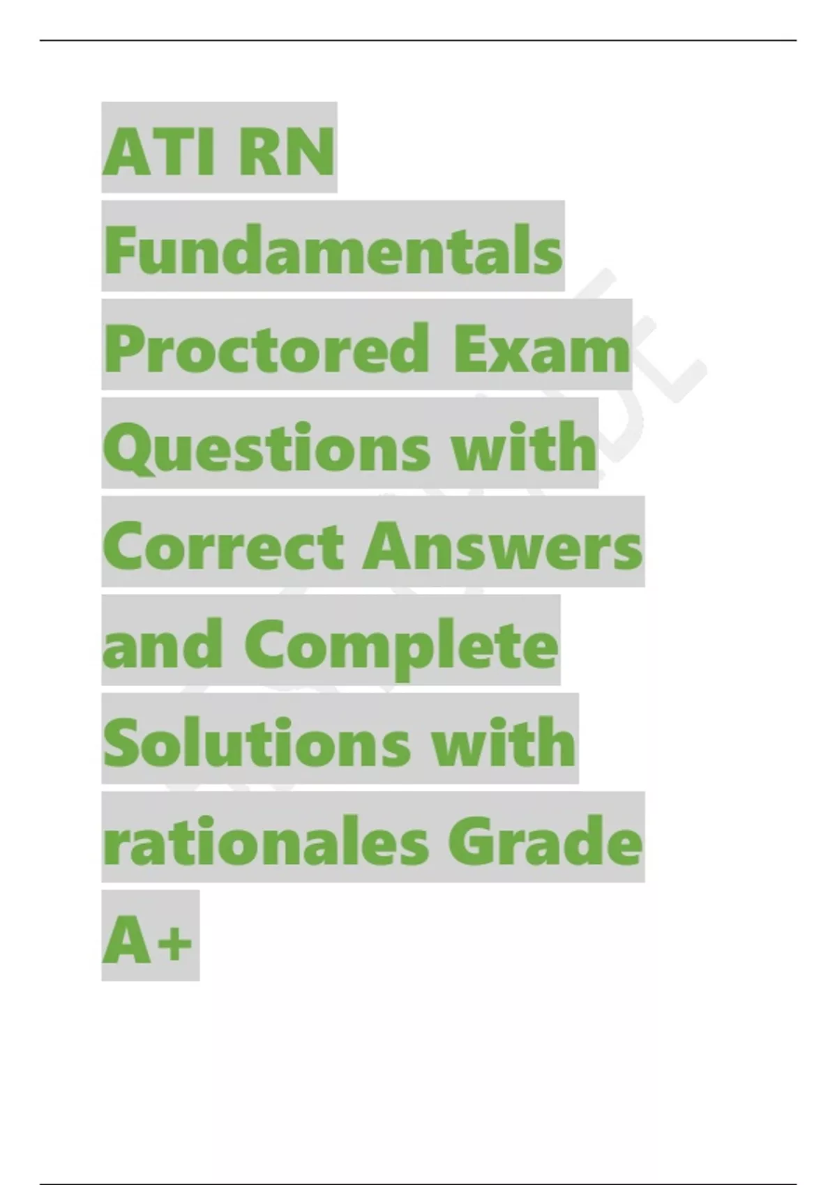 ATI RN Fundamentals Proctored Exam Questions with Correct Answers and ...