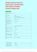 Medical Assistant State Test Study Guide &sol; Question Bank with Solutions &lpar;Verified Answers&rpar; Update 2025  