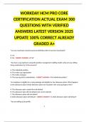 WORKDAY HCM PRO CORE CERTIFICATION ACTUAL EXAM 300 QUESTIONS WITH VERIFIED ANSWERS LATEST VERSION 2025 UPDATE 100&percnt; CORRECT ALREADY GRADED A&plus;