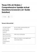 Texas CDL Air Brakes &sol; Comprehensive Update Actual Questions & Answers &lpar;A&plus; Guide Solution&rpar;