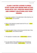 CLASS C WATER LICENSE FLORIDA  STUDY GUIDE 2025 BRAND NEW ACTUAL  EXAM WITH 100&percnt; VERIFIED QUESTIONS  AND CORRECT SOLUTIONS&vert; ACE YOUR  GRADES&period;