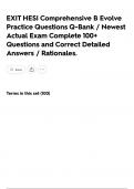 EXIT HESI Comprehensive B Evolve Practice Questions Q-Bank &sol; Newest Actual Exam Complete 100&plus; Questions and Correct Detailed Answers &sol; Rationales&period;