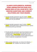 ILLINOIS SUPPLEMENTAL NURSING  HOME ADMINISTRATOR EXAM 2025  BRAND NEW ACTUAL EXAM WITH 100&percnt;  VERIFIED QUESTIONS AND CORRECT  SOLUTIONS&vert; ACE YOUR GRADES&period;