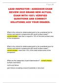 LEAD INSPECTOR &sol; ASSESSOR EXAM  REVIEW 2025 BRAND NEW ACTUAL  EXAM WITH 100&percnt; VERIFIED  QUESTIONS AND CORRECT  SOLUTIONS&vert; ACE YOUR GRADES&period;