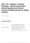 ISC2 &colon; CIC &colon; Chapter 1 &colon; Security Principles &sol; Newest Actual Exam Review Questions and Correct Answers &lpar;Verified Answers&rpar; A&plus; Grade Assured