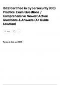 ISC2 Certified in Cybersecurity &lpar;CC&rpar; Practice Exam Questions &sol; Comprehensive Newest Actual Questions & Answers &lpar;A&plus; Guide Solution&rpar;