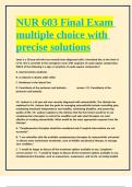 NUR 603 Final Exam multiple choice with precise solutions