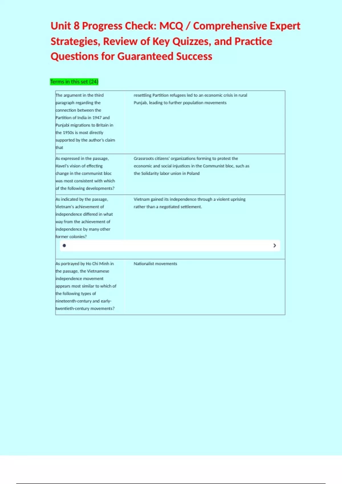 Unit 8 Progress Check: MCQ / Comprehensive Expert Strategies, Review of ...