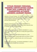  FITOUR PRIMARY PERSONAL TRAINING CERTIFICATION COURSE EXAM 2025 &vert;COMPLETE SET &vert;GUARANTEED ACCURATE ANSWERS &vert;ALREADY PASSED