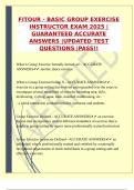 FITOUR - BASIC GROUP EXERCISE INSTRUCTOR EXAM 2025 &vert;GUARANTEED ACCURATE ANSWERS &vert;UPDATED TEST QUESTIONS &vert;PASS&excl;&excl;