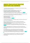 ADN210 TRACH NCLEX PRACTICE QUESTIONS AND ANSWERS