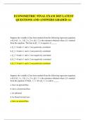  ECONOMETRIC FINAL EXAM 2025 LATEST QUESTIONS AND ANSWERS GRADED A&plus;
