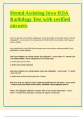 Dental Assisting Iowa RDA Radiology Test with verified answers