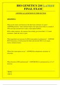 BIO GENETICS 210 FINAL EXAM QUESTIONS AND ANSWERS 2025