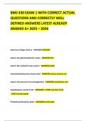BMS 430 EXAM 1 WITH CORRECT ACTUAL QUESTIONS AND CORRECTLY WELL DEFINED ANSWERS LATEST ALREADY GRADED A&plus; 2025 &ndash; 2026
