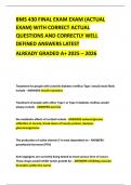 BMS 430 FINAL EXAM EXAM &lpar;ACTUAL EXAM&rpar; WITH CORRECT ACTUAL QUESTIONS AND CORRECTLY WELL DEFINED ANSWERS LATEST ALREADY GRADED A&plus; 2025 &ndash; 2026