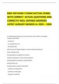 BMS 430 EXAM 3 EXAM &lpar;ACTUAL EXAM&rpar; WITH CORRECT ACTUAL QUESTIONS AND CORRECTLY WELL DEFINED ANSWERS LATEST ALREADY GRADED A&plus; 2025 &ndash; 2026