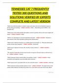 TENNESSEE CAT 7 FREQUENTLY TESTED 300 QUESTIONS AND SOLUTIONS VERIFIED BY EXPERTS COMPLETE AND LATEST VERSION