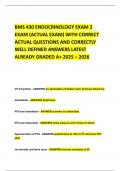 BMS 430 ENDOCRINOLOGY EXAM 2 EXAM &lpar;ACTUAL EXAM&rpar; WITH CORRECT ACTUAL QUESTIONS AND CORRECTLY WELL DEFINED ANSWERS LATEST ALREADY GRADED A&plus; 2025 &ndash; 2026