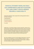 FINANCIAL STATEMENT MODELLING EXAM &vert; 2025 COMPREHENSIVE EXAM WITH QUESTIONS WITH 100&percnt; CORRECT VERIFIED ANSWERS ENSURING A&plus; GRADE RESULTS