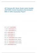 AP Calculus BC Study Guide Latest Update  2025 With Correct Questions And Answers  With A 100&percnt; Guarantee Pass&excl;&excl;&excl; 