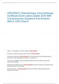 ONS&sol;ONCC Chemotherapy Immunotherapy  Certificate Exam Latest Update 2025 With  Comprehensive Questions And Answers  With A 100&percnt; Pass&excl;&excl;&excl; 