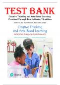 Test Bank For Creative Thinking and Arts-Based Learning 7th Edition by Joan Packer Isenberg&comma; Chapters 1-10