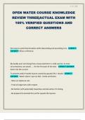 OPEN WATER COURSE KNOWLEDGE REVIEW THREE&vert;ACTUAL EXAM WITH 100&percnt; VERIFIED QUESTIONS AND CORRECT ANSWERS