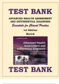 Test Bank For Advanced Health Assessment and Differential Diagnosis&colon; Essentials for Clinical Practice 1st Edition by Suzanne Smeltzer&comma; Karen Myrick&comma; Chapter 1-12&comma; Latest edition 2025&period;