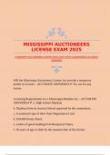 MISSISSIPPI AUCTIONEERS LICENSE EXAM 2025 WITH GUARANTEED ACCURATE ANSWERS 
