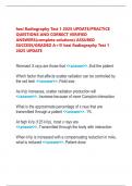 hesi Radiography Test 1 2025 UPDATE&sol;PRACTICE  QUESTIONS AND CORRECT VERIFIED  ANSWERS&lpar;complete solutions&rpar; ASSURED  SUCCESS&sol;GRADED A&plus;&excl;&excl;&excl; hesi Radiography Test 1  2025 UPDATE Remnant X rays are those that <<answer>>&period;&period;Exit the patient