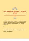 FITOUR PRIMARY PERSONAL TRAINING EXAM WITH GUARANTEED ACCURATE ANSWERS