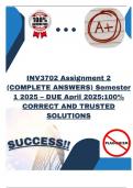 INV3702 Assignment 2 &lpar;COMPLETE ANSWERS&rpar; Semester 1 2025 &ndash; DUE April 2025&semi;100&percnt; CORRECT AND TRUSTED SOLUTIONS