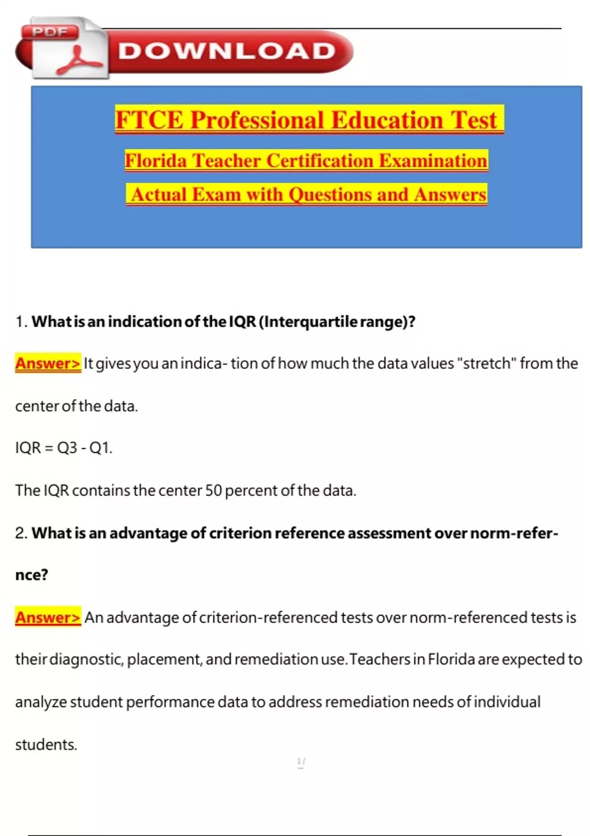FLORIDA TEACHER CERTIFICATION EXAMINATION FTCE SUBJECT AREA EXAM visual data 3