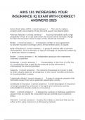 AINS 101 INCREASING YOUR INSURANCE IQ EXAM WITH CORRECT ANSWERS 2025