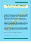 ASQ CQT Certification Exam Sample Questions and Answers 100&percnt; Pass