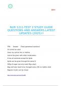 NUR 1211-TEST 2 STUDY GUIDE QUESTIONS AND ANSWERS LATEST UPDATES &lpar;2025&rpar;&excl;&excl;