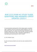 NUR 1211 EXAM -2 STUDY GUIDE QUESTIONS AND ANSWERS LATEST UPDATES &lpar;2025&rpar;&excl;&excl;