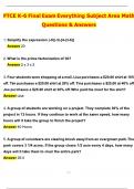 FTCE K-6 FINAL EXAM EVERYTHING SUBJECT AREA MATH 2025 Actual with Questions & Answers &lpar;Latest 2025 &sol; 2026 Update&rpar; 100&percnt; Guarantee Pass &lpar;Verified Answers&rpar;