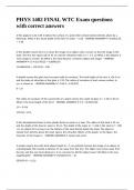 PHYS 1402 FINAL WTC Exam questions with correct answers