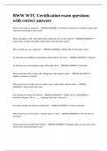 BWW WTC Certification exam questions with correct answers