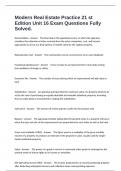 Modern Real Estate Practice 21 st Edition Unit 16 Exam Questions Fully Solved&period;