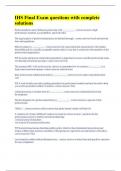 IHS Final Exam questions with complete solutions 