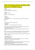 NUR 112 Final Exam Review Questions With All Correct & Verified Answers