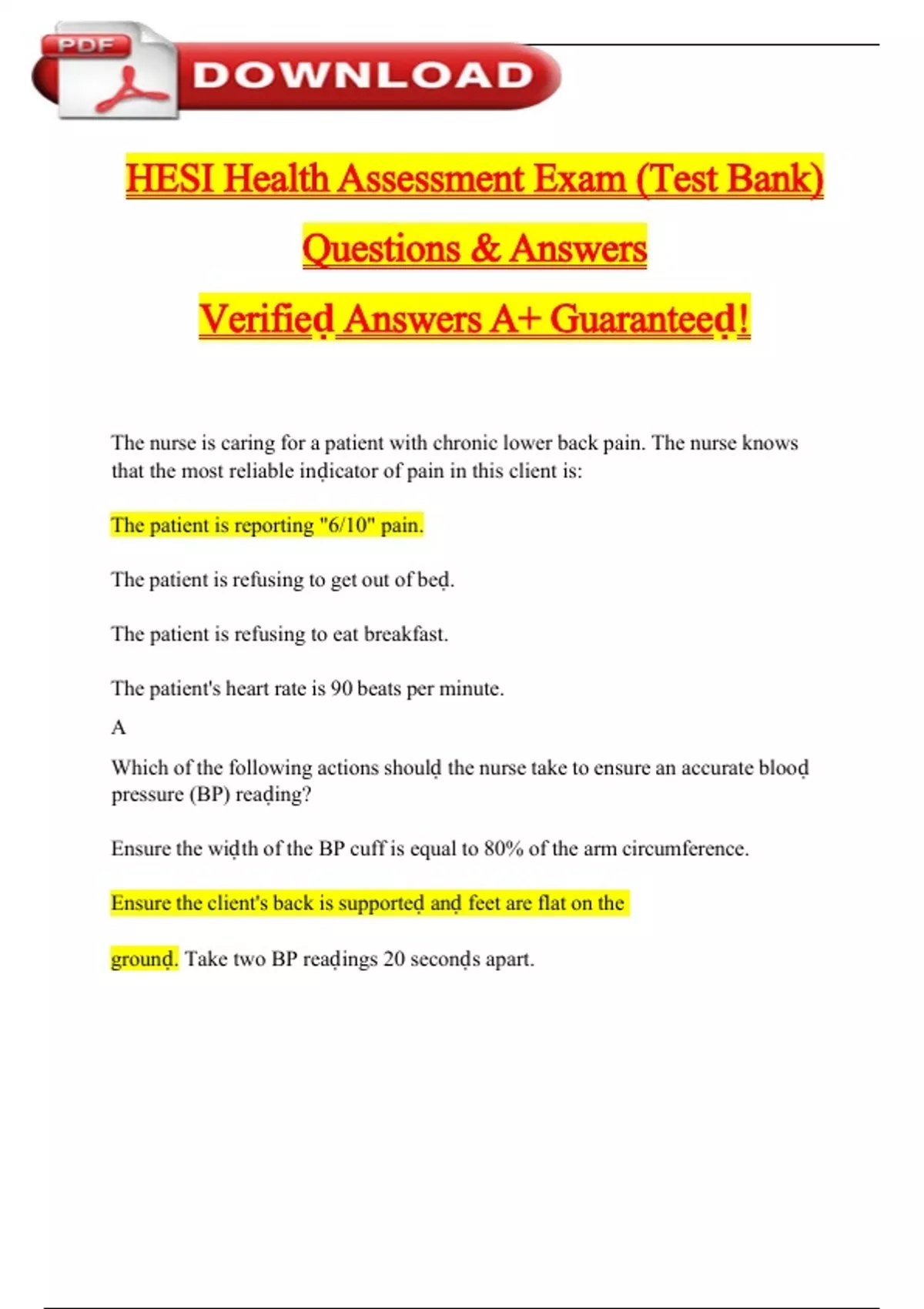 HESI HEALTH ASSESSMENT TEST BANK 2025 | ALL ACTUAL EXAM QUESTIONS 2025 ...