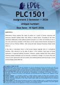 PLC1501 Assignment 2 &lpar;ANSWERS&rpar; Semester 1 2026 - DISTINCTION GUARANTEED