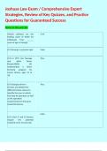 Joshuas Law Exam &sol; Comprehensive Expert Strategies&comma; Review of Key Quizzes&comma; and Practice Questions for Guaranteed Success 