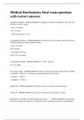 Medical biochemistry final exam questions with correct answers